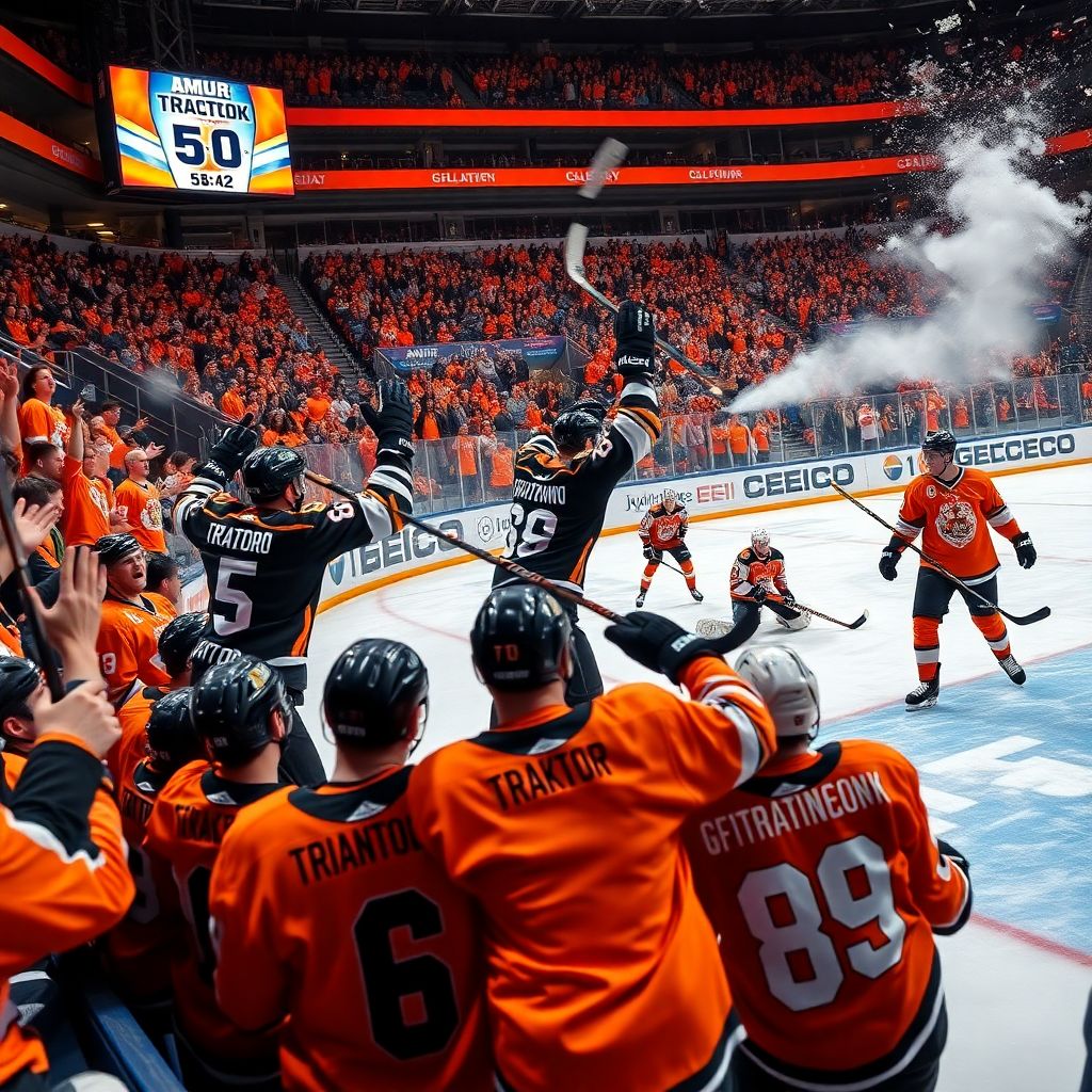 «Трактор» сотворил камбэк с 1:4 и вырвал победу 6:5 у «Амура» в матче КХЛ